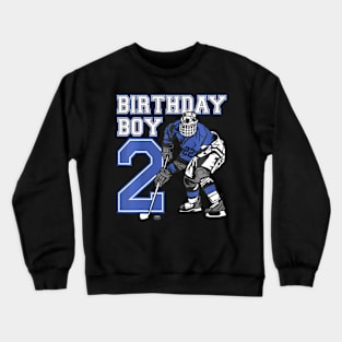 Kids 2 Year Old Ice Hockey Themed Birthday Party Boy 2Nd Crewneck Sweatshirt